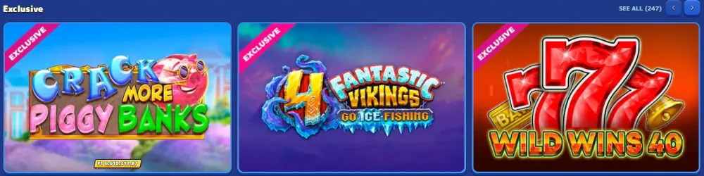 A Pistolo exkluzív nyerőgép választéka a Crack More Piggy Banks-szel.